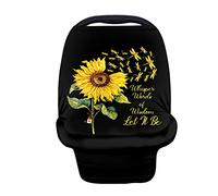 Binienty Housse de siège de voiture extensible et durable pour bébé, motif libellule, tournesol, inscription « Whisper Words of Wisdom »