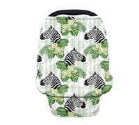 Binienty Housse multi-usage pour chariot, chaise haute, poussette, auvent de siège auto pour bébé, impression de feuilles Zebra Monstera