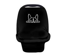 Binienty Housses de siège auto pour bébé, couverture d'allaitement, couverture d'allaitement, couverture de poussette, couverture de Boston Terrier sur imprimé noir