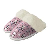 Binienty Jolis chaussons d'intérieur et d'extérieur pour femme en peluche chaude avec mousse à mémoire de forme, Panda rose., 38.5/39.5 EU