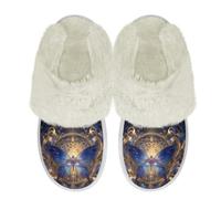 Binienty Pantoufles à enfiler rétro pour femme avec semelle en caoutchouc antidérapante, Papillon esthétique, 37.5/38.5 EU