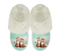 Binienty Pantoufles d'hiver pelucheuses pour femmes et filles - Sandales mignonnes en fourrure pelucheuse - Pantoufles d'intérieur et d'extérieur, I Like Otter, 39.5/40 EU