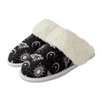 Binienty Pantoufles d'intérieur confortables et moelleuses en mousse à mémoire de forme pour homme et femme - Large ajustement habillé, Soleil Lune Papillon, 36.5/37.5 EU