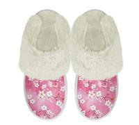 Binienty Pantoufles en peluche pour femme avec bord en fourrure confortables, chaudes et moelleuses, chaussures d'intérieur et d'extérieur habillées, Plum Blossom, 38.5/39.5 EU