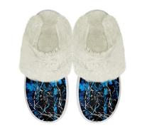 Binienty Pantoufles unisexes en mousse à mémoire de forme pour homme et femme avec semelle antidérapante pour un usage quotidien, Forêt de chasse camouflage bleu, 37.5/38.5 EU