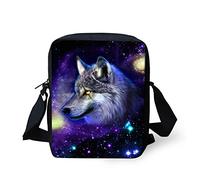 Binienty Petit sac à bandoulière pour enfants, sac à main pour voyage, école, randonnée, Galaxy Wolf., Taille unique