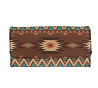 Binienty Portefeuille en cuir pour femme, portefeuille à trois volets, organisateur de cartes, cadeau de fête des mères, Vintage Tribal Ethnique, One Size