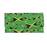 Binienty Portefeuille en cuir pour femme, portefeuille à trois volets, organisateur de cartes, cadeau de fête des mères, Drapeau jamaïque., One Size