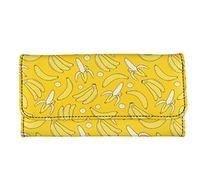 Binienty Portefeuille long tendance pour femme en cuir synthétique avec blocage à trois volets, porte-cartes pour l'extérieur, banane, One Size