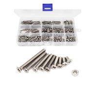 binifiMux 500 pièces M3 Vis à tête plate à tête plate cruciforme Kit d'assortiment d'écrous hexagonaux en acier inoxydable 304, M3 x 6 mm/8 mm/10 mm/12 mm/16 mm/18 mm/20 mm/25 mm/30 mm