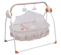 biniliubi Berceau électrique pour bébé, lit Bebe indépendant, 0-25 kg, 100 * 75 * 86cm, transat Automatique avec Bluetooth, 5 réglages de Balancement, Berceau Pliable et Portable, Kaki
