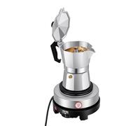 biniliubi Cafetière Italienne 150 ml Électrique Cafetière Expresso avec Fond Séparé, Mini Plaque Chauffante Électrique Individuelle pour Expresso 500 W, 3 Tasses