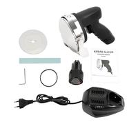biniliubi Couteau à Kebab Électrique sans Fil 80 W, Trancheuse à Viande Turc Shawarma Döner Kebab Commerciale en Inox, avec Batterie 2 Lames, Épaisseur Réglable 1-8 mm, pour Restaurant, Snack-bar