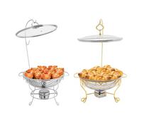 biniliubi Professionnel Chafing Dish Acier Inoxydable Chauffe-Plats Ronds Restauration Buffets Couverts Professionnels récipients INOX Buffet Chauffant (argenté)