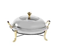 biniliubi Professionnel Chafing Dish Acier Inoxydable Chauffe-Plats Ronds Restauration Buffets Couverts Professionnels récipients INOX Buffet Chauffant Ménage Hôtel Salle Manger Restaurant (Or)