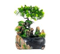 biniliubi Rocaille Fontaine d'eau Table en RéSine Cascade Qui Coule Petit RéServoir Poissons avec DéCoration D'IntéRieur à LumièRe Changement Couleur Simulation Jardin D'IntéRieur