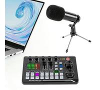 biniliubi Soundboard Mixeur Dj Sound Effects Board Mixer Vocodeur Carte Son Compatible Bluetooth Plusieurs Effets Sonores LumièRe Led Live Interface Audio Podcasts Avec Microphone à Condensateur