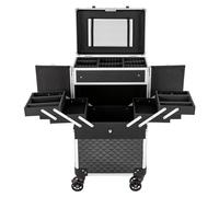 biniliubi Valise De Maquillage à roulettes Malette Professionnel Rangement Coiffure Roulette Vanity Beauté Makeup Mallette Case Miroir Serrure Beauty Professionnelle Tiroirs Multifonctionnel Trolley