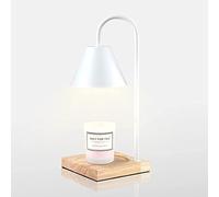 BININBOX Chauffe-cire électrique avec variateur d'intensité, chauffe-cire électrique pour faire fondre la cire avec socle en bois (blanc)