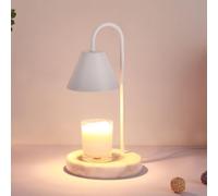 BININBOX Lampe Aromathétique Simple Fer Intensité Variable Lampe à Bougie Parfumée sans Flamme (Blanc, Marbre)