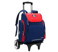 BININBOX Sac à Dos Scolaire avec Chariot Trolley Garçon Fille 20L Cartable Bande réfléchissante Backpack (Rouge, Roues Grandes)