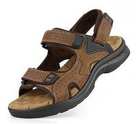 BININBOX Sandales Homme Été Cuir de Vachette Chaussures de Plage Respirantes Bout Ouvert