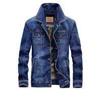 BININBOX Veste en Jean à Manches Longues Col Revers Homme - Homme Blousons Style Décontracté -Bleu - 3XL