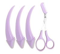 Biniveil Ciseaux à Sourcils avec Peigne - Kit Anti-Dérapant de 4 Pièces pour la Taille des Sourcils,Pour Femmes, Jeunes Filles et Adultes