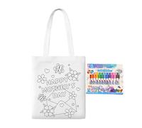 Biniveil Sac en Toile à Peindre et Personnaliser - Sacs Fourre-Tout en Toile à Peindre | Activité Créative Fête des Mères avec Stylos Peinture Garçons Filles Maison École Maternelle