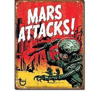 BinLtd Mars Attack Classic Alien Movie B List Weathered Retro Decor Plaque en métal 20,3 x 30,5 cm