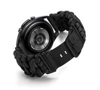 BINLUN 18MM/20MM/22MM Bracelet Montre en Nylon Paracorde Dégagement Rapide Tissu Bracelets Remplacement pour Montre Connectée Fabric Sportive Fermoir Noir&Argenté Idéal pour Garmin/Samsung Galaxy