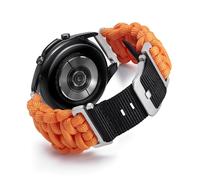 BINLUN 22MM Bracelet Montre en Nylon Paracorde Dégagement Rapide Tissu Bracelets Remplacement pour Montre Connectée Fabric Sportive Idéal pour Garmin/Idéal pour Samsung Galaxy(Fermoir Argent,Orange)
