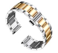 BINLUN Bracelet de Montre en Acier Inoxydable Épais Bracelets de Montre en Métal Lourd Fini Brossé Mat Poli Bracelet Montre de Remplacement pour Hommes Femmes (Argent Poli et Or,18mm)