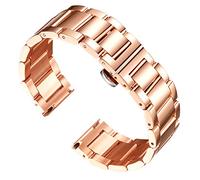BINLUN Bracelet de Montre en Acier Inoxydable Épais Bracelets de Montre en Métal Lourd Fini Brossé Mat Poli Bracelet Montre de Remplacement pour Hommes Femmes (Or Rose Poli,21mm)