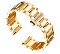 BINLUN Bracelet de Montre en Acier Inoxydable Épais Bracelets de Montre en Métal Lourd Fini Brossé Mat Poli Bracelet Montre de Remplacement pour Hommes Femmes (Or Poli,24mm)