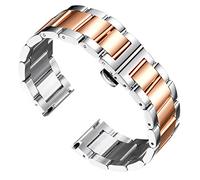 BINLUN Bracelet de Montre en Acier Inoxydable Épais Bracelets de Montre en Métal Lourd Fini Brossé Mat Poli Bracelet Montre de Remplacement pour Hommes Femmes (Argent Poli et Or Rose,18mm)