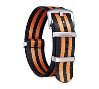 BINLUN Bracelet de Montre en Nylon Balistique Militaire Remplacement Bracelet Montre Tressé avec Noir/Argent Boucle en Acier Hommes Femmes(Noir et orange,20MM)