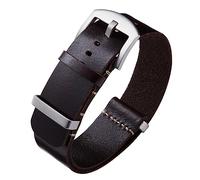 BINLUN Bracelets de Montres en Cuir Remplacement Bracelet pour Montre en Cuir Huilé Crazy Horse 18mm 19mm 20mm 21mm 22mm 24mm Bracelets en Une Seule Pièce pour Homme et Femme avec Boucle Argent/Noir