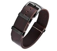 BINLUN Bracelets de Montres en Cuir Remplacement Bracelet pour Montre en Cuir Huilé Crazy Horse 18mm 19mm 20mm 21mm 22mm 24mm Bracelets en Une Seule Pièce pour Homme et Femme avec Boucle Argent/Noir
