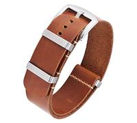 BINLUN Bracelets de Montres en Cuir Remplacement Bracelet pour Montre en Cuir Huilé Crazy Horse 18mm 19mm 20mm 21mm 22mm 24mm Bracelets en Une Seule Pièce pour Homme et Femme avec Boucle Argent/Noir