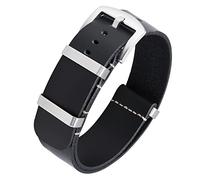 BINLUN Bracelets de Montres en Cuir Remplacement Bracelet pour Montre en Cuir Huilé Crazy Horse 18mm 19mm 20mm 21mm 22mm 24mm Bracelets en Une Seule Pièce pour Homme et Femme avec Boucle Argent/Noir