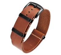 BINLUN Bracelets de Montres en Cuir Remplacement Bracelet pour Montre en Cuir Huilé Crazy Horse 18mm 19mm 20mm 21mm 22mm 24mm Bracelets en Une Seule Pièce pour Homme et Femme avec Boucle Argent/Noir