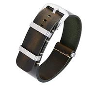 BINLUN Bracelets de Montres en Cuir Remplacement Bracelet pour Montre en Cuir Huilé Crazy Horse 18mm 19mm 20mm 21mm 22mm 24mm Bracelets en Une Seule Pièce pour Homme et Femme avec Boucle Argent/Noir