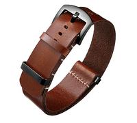 BINLUN Bracelets de Montres en Cuir Remplacement Bracelet pour Montre en Cuir Huilé Crazy Horse 18mm 19mm 20mm 21mm 22mm 24mm Bracelets en Une Seule Pièce pour Homme et Femme avec Boucle Argent/Noir