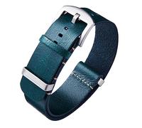 BINLUN Bracelets de Montres en Cuir Remplacement Bracelet pour Montre en Cuir Huilé Crazy Horse 18mm 19mm 20mm 21mm 22mm 24mm Bracelets en Une Seule Pièce pour Homme et Femme avec Boucle Argent/Noir