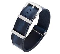 BINLUN Bracelets de Montres en Cuir Remplacement Bracelet pour Montre en Cuir Huilé Crazy Horse 18mm 20mm 22mm 24mm Bracelets en Une Seule Pièce pour Homme et Femme avec Boucle Argent/Noir