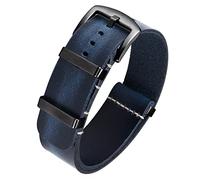 BINLUN Bracelets de Montres en Cuir Remplacement Bracelet pour Montre en Cuir Huilé Crazy Horse 18mm 19mm 20mm 21mm 22mm 24mm Bracelets en Une Seule Pièce pour Homme et Femme avec Boucle Argent/Noir