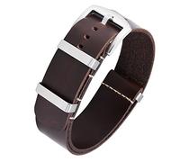 BINLUN Bracelets de Montres en Cuir Remplacement Bracelet pour Montre en Cuir Huilé Crazy Horse 18mm 19mm 20mm 21mm 22mm 24mm Bracelets en Une Seule Pièce pour Homme et Femme avec Boucle Argent/Noir