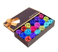 Binnan 18pcs Savons à Fleurs de Rose, Savon à L'huile Essentielle de Plante, Savon Rose Fleur, Cadeau pour Anniversaire/Mariage/Boîte de la Saint-Valentin (Multicolore)
