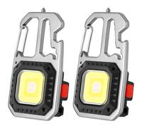 Binnan 2pcs Mini Lampe de Travail Portable, Porte-clés Lampe de Poche, 7 Modes Étanche Lampes D'inspection Rechargeable, Base Magnétique, pour Camping/Réparation/Urgence